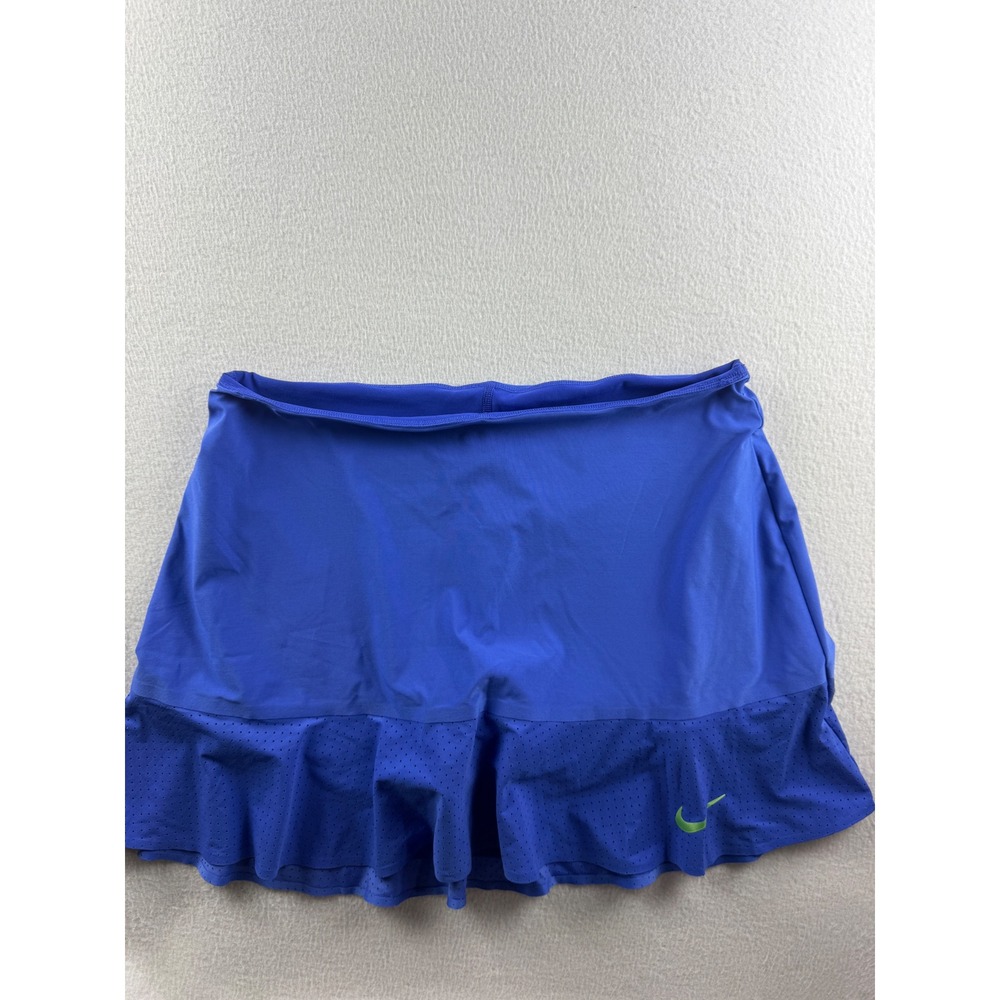 Nike Dri-FIT Women Royal Blue Perforated Ruffle Tennis Skort Long Size M